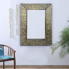 Brown Rectangular Framed Wall Mirror