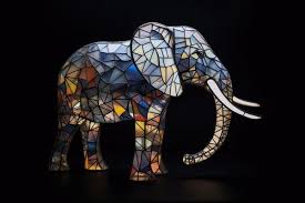 An Elephant Made Of Stained Glas On A