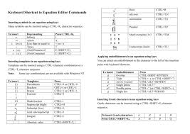 Keyboard Shortcuts For Equation Editor