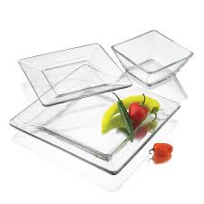 Square Clear Glass Dinnerware Set