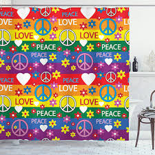 Hippie Shower Curtain Heart Peace Icon