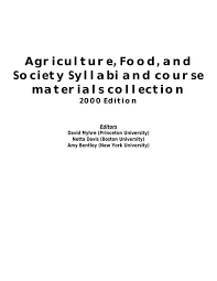 Agriculture Food And Society Syllabi