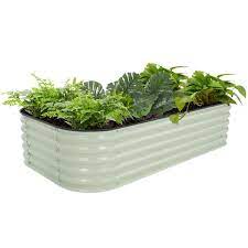 8 Ft X 2 Ft X 1 4 Ft Galvanized Raised Garden Bed 9 In 1 Planter Box Outdoor Pearl White