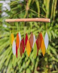 Glass Wind Chime Autumn Leaves
