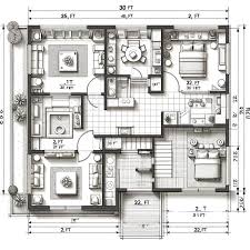 3 Bedroom 30x40 House Floor Plan