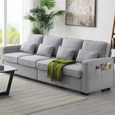 Arm Linen Upholstered Rectangle Sofa