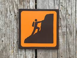 Mountain Climbing Icon Sign Handmade