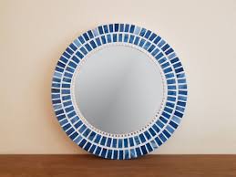 Blue Mosaic Wall Mirror Round Mirror