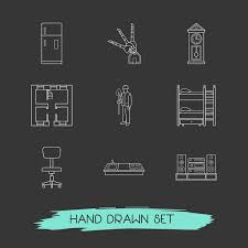 Set Of Interior Design Icons Line Style