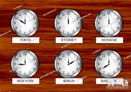 Time Zones Clock On The Wooden Wall