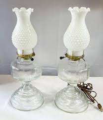 Vintage Milk Glass Table Lamp Set