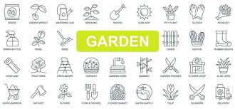 Garden Concept Simple Line Icons Set