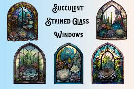 Stained Glass Succulent Windows Graphic