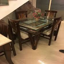Glass Rectangular Dining Table Set 4