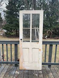 Antique Wood Glass Panel Entry Door