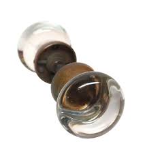Pair Of Antique Glass Door Knobs With