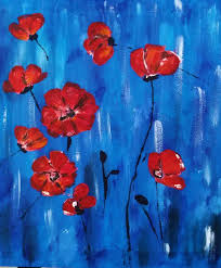 Poppy Acrylic Painting Red Flowers