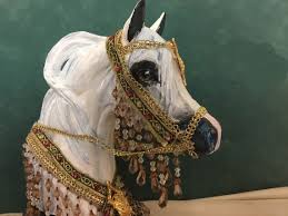 Arabian Horse Art Handpainted Bust In