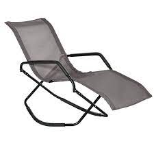 Outsunny Garden Rocking Sun Lounger Outdoor Zero Gravity Folding Reclining Rocker Lounge Chair For Sunbathing Brown