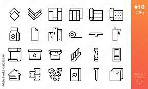 Building Materials Icons Set Set Of
