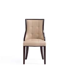 Fifth Avenue Faux Leather Dining Chair In Tan And Walnut Set Of 2