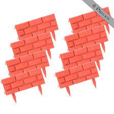 Gardenised Outdoor Brick Stone Gate Lawn Edging Pack Of 8 Red