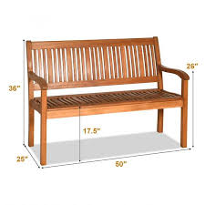 Wellfor 50 In 2 Person Brown Wood Outdoor Bench