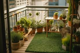 Balcony Gardening Lawn And Flowers In