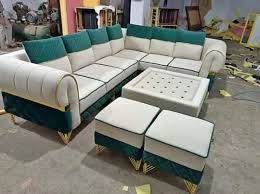 Wooden Leather Living Room Sofa Set At