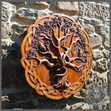 Wood Carving Picture Yggdrasil Ravens