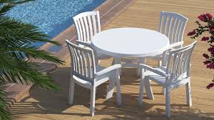 White Plastic Table With Chairs 3d