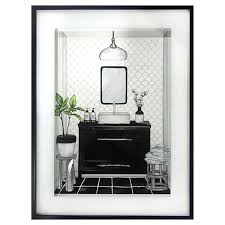 Black White Bathroom Wall Art 12x16