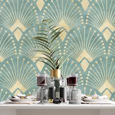 Teal Art Deco Wallpaper L And