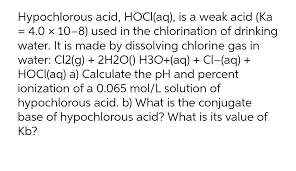 Answered Hypochlorous Acid Hoci Aq