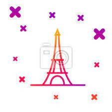 Color Line Eiffel Tower Icon Isolated