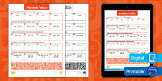 Absolute Value Math Activity
