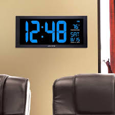 Acurite 76100m Oversized Led Clock With Indoor Temperature Date And Fold Out Stand 18 Inch Blue