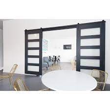 Glass 5 Panel Double Barn Door Glass