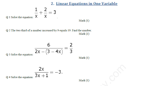 Cbse Class 8 Mathematics Linear