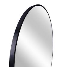 32 In W X 32 In H Round Aluminum Framed Wall Bathroom Vanity Mirror In Black