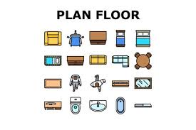 Floor Plan Interior Furniture Icons Set