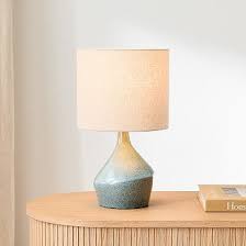 Asymmetric Ceramic Table Lamp Green Natural Linen 17 West Elm