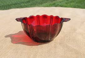 Royal Ruby Red Bowl With Handles By