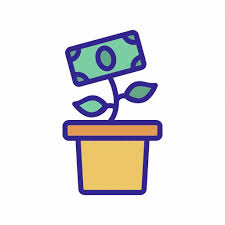 Money Outline Plant Pot Tree Icon