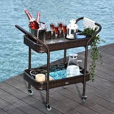 Otryad Rattan Wicker Serving Cart With