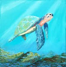 A Sea Turtle Painting By Tetiana Teresh