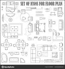 Floor Plan Icons Set Design Interior