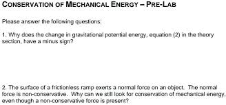 Conservation Of Mechanical Energy