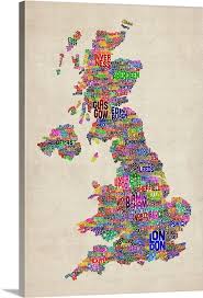 Great Britain Uk City Text Map