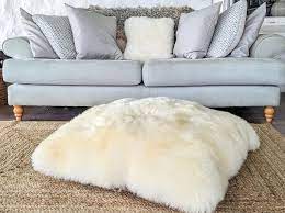 Sheepskin Floor Cushion In White